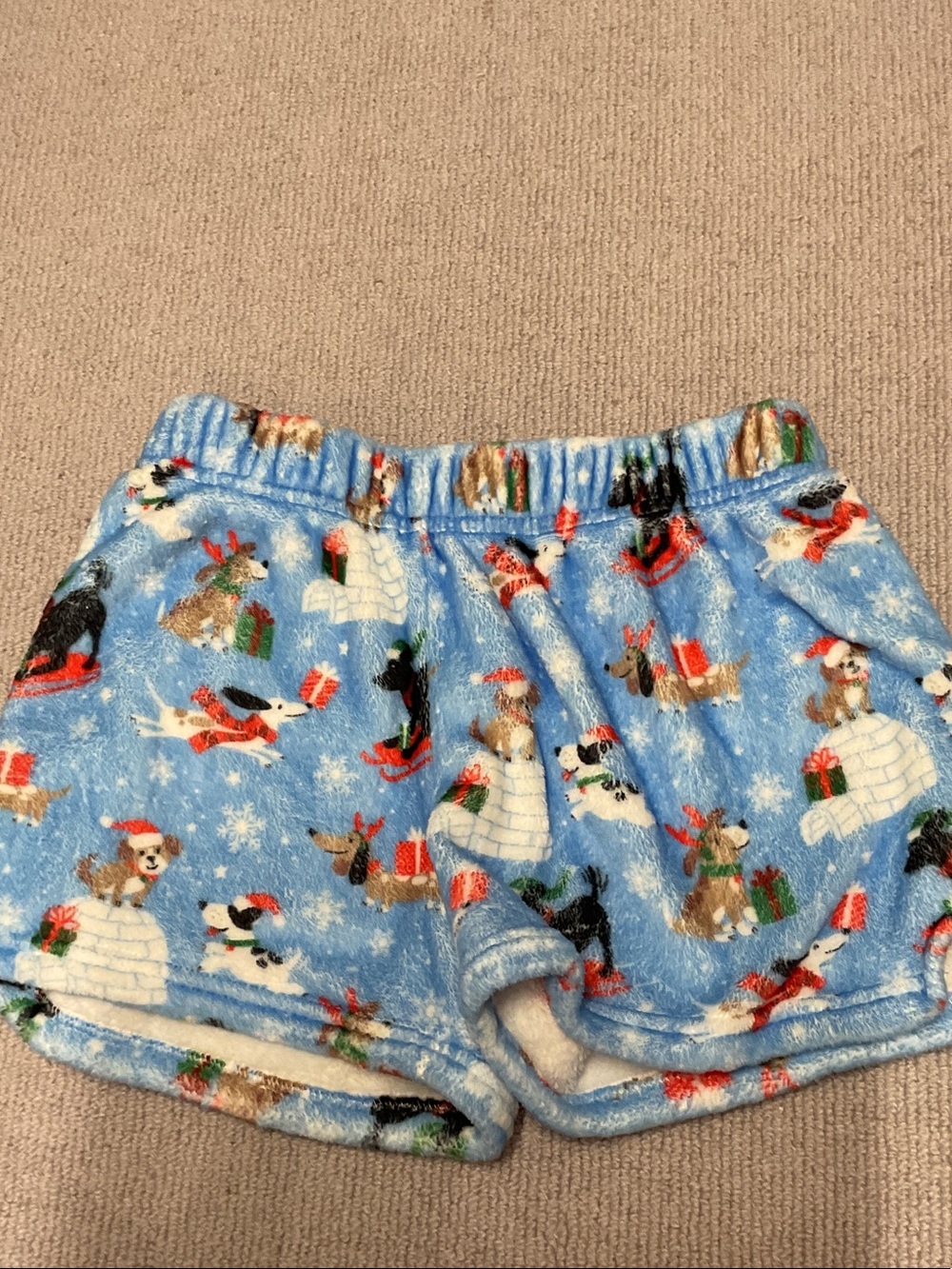 Iscream Girls Blue Holiday Puppies Fleece Pajama Shorts